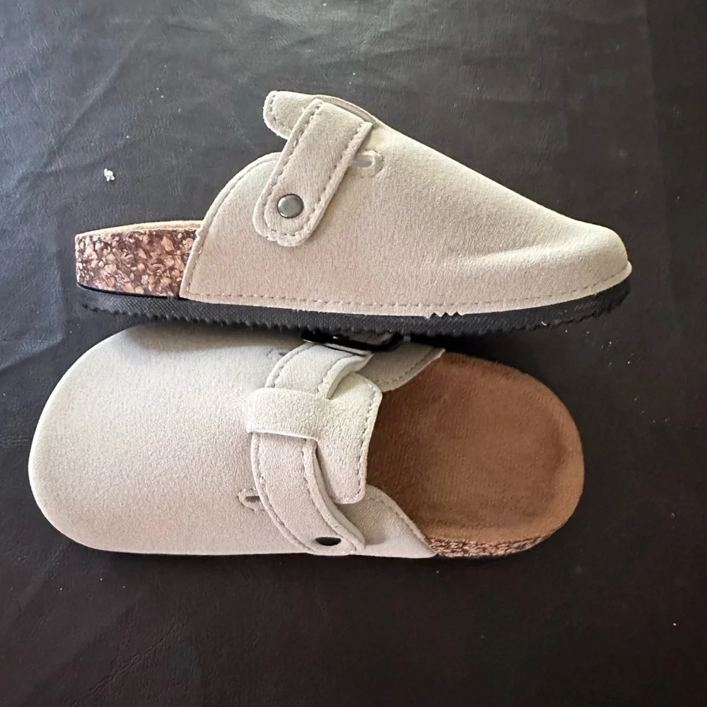 Kids Beige Buckle Slip-On Shoes